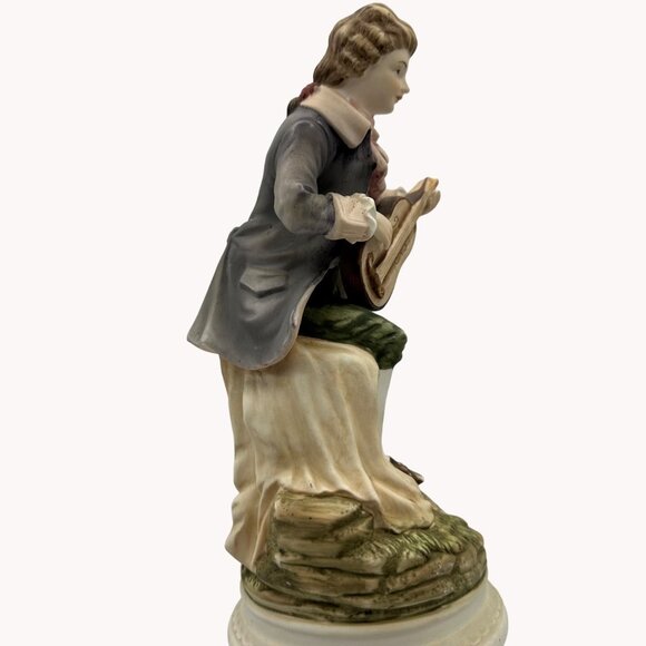 Vintage Lefton China Hand Painted Figurine KW 6414 Musician Lute Guitar Bisque - Picture 3 of 16